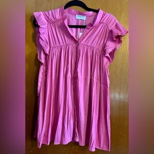 Elegant Pink Ruffled Blouse